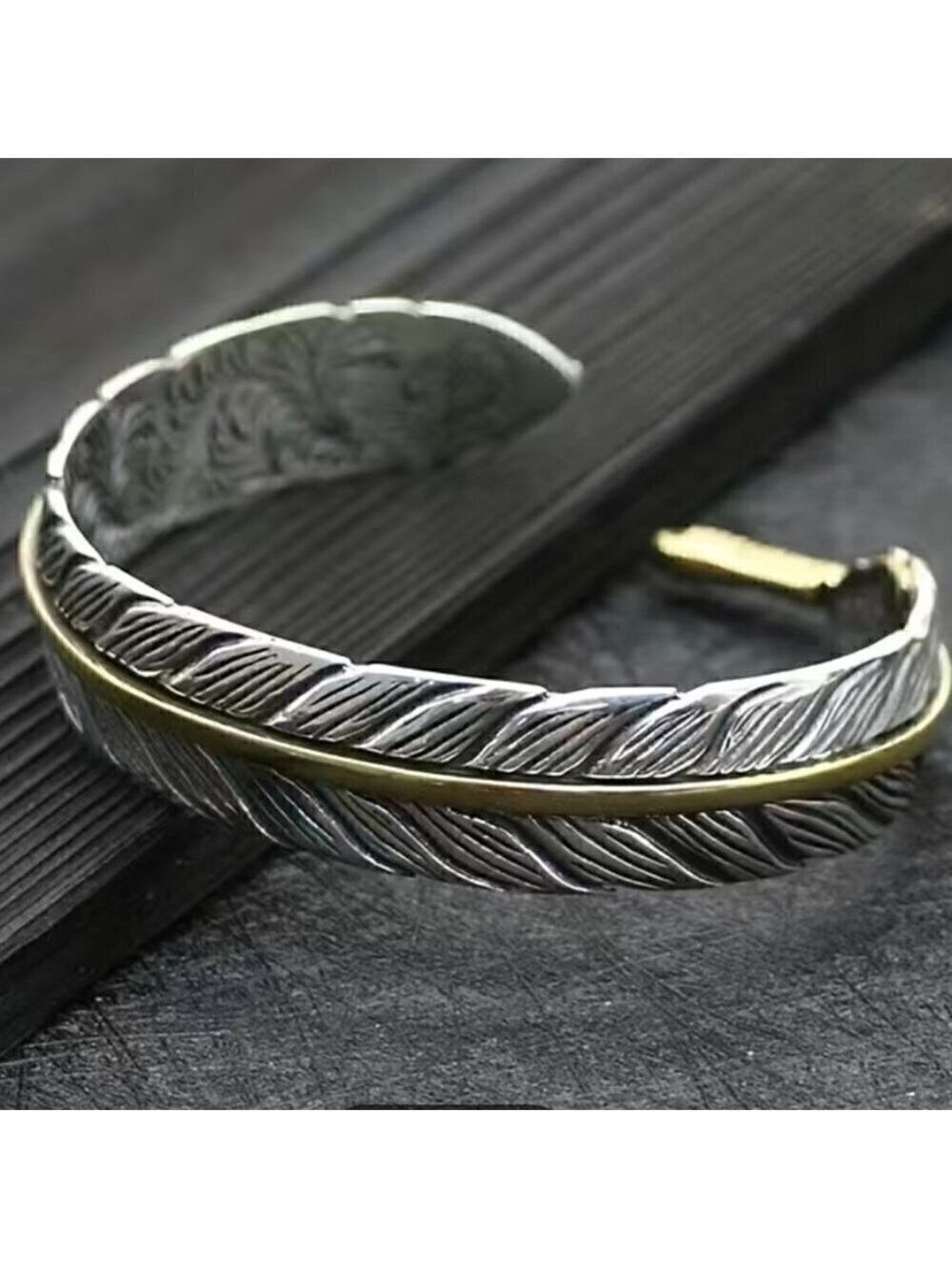Feather and Arrow Cuff Bracelet (#1105 with gold accents)